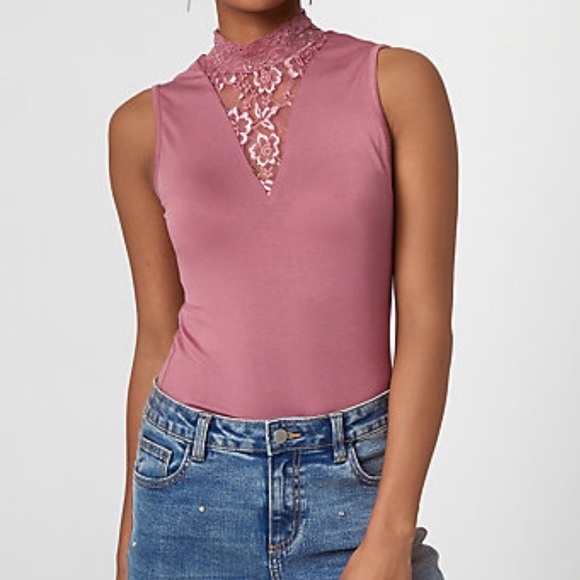 Knit & Lace Mock Neck Sleeveless Top - Picture 2 of 10